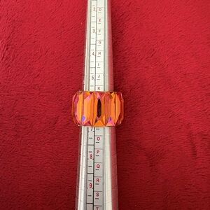 Swarovski Large Orange Crystal Statement Ring – Aurora Borealis